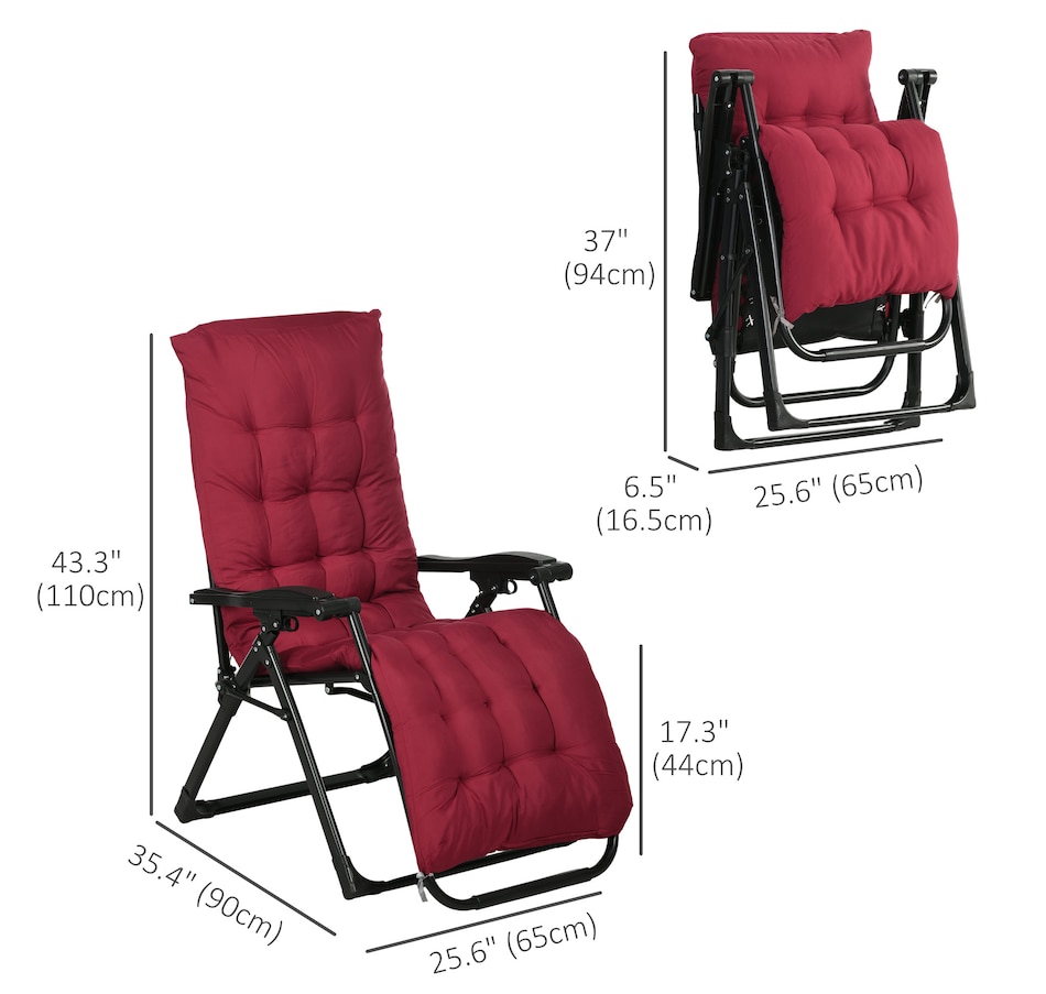 Image 946619_ALTMORE18.jpg, Product 946-619 / Price $164.99 - $174.99, Outsunny Reclining Zero Gravity Chair Folding Sun Lounger Cushion Headrest from Outsunny on TSC.ca's Home & Garden department