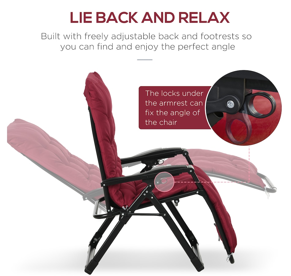 Image 946619_ALTMORE19.jpg, Product 946-619 / Price $164.99 - $174.99, Outsunny Reclining Zero Gravity Chair Folding Sun Lounger Cushion Headrest from Outsunny on TSC.ca's Home & Garden department