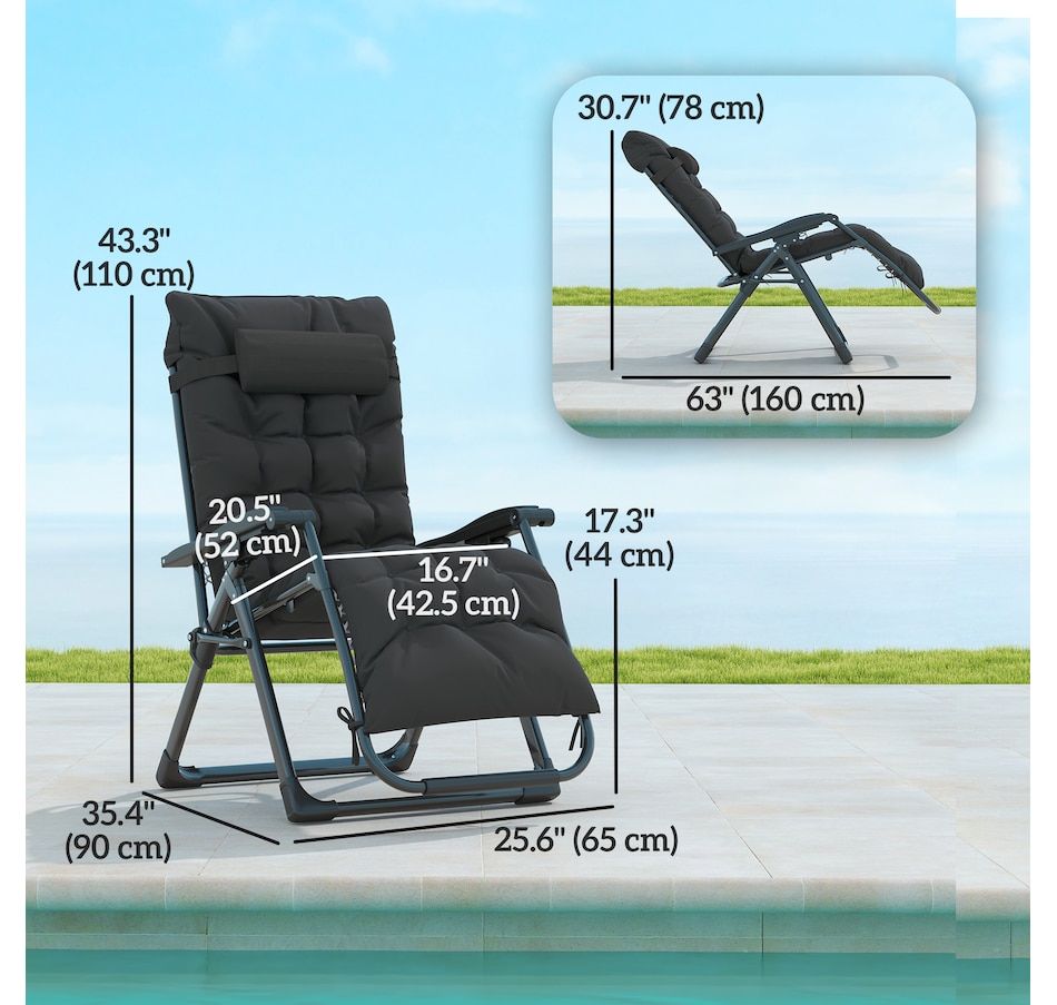 Image 946619_ALTMORE2.jpg, Product 946-619 / Price $164.99 - $174.99, Outsunny Reclining Zero Gravity Chair Folding Sun Lounger Cushion Headrest from Outsunny on TSC.ca's Home & Garden department