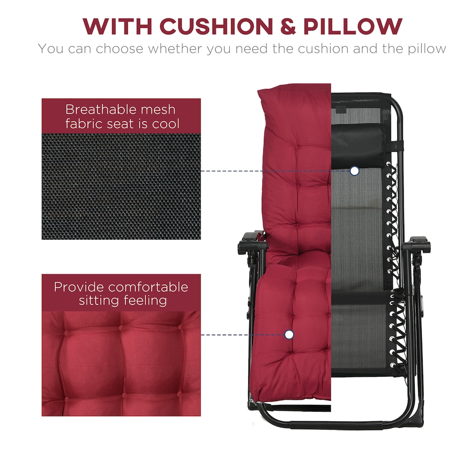 Image 946619_ALTMORE21.jpg, Product 946-619 / Price $164.99 - $174.99, Outsunny Reclining Zero Gravity Chair Folding Sun Lounger Cushion Headrest from Outsunny on TSC.ca's Home & Garden department