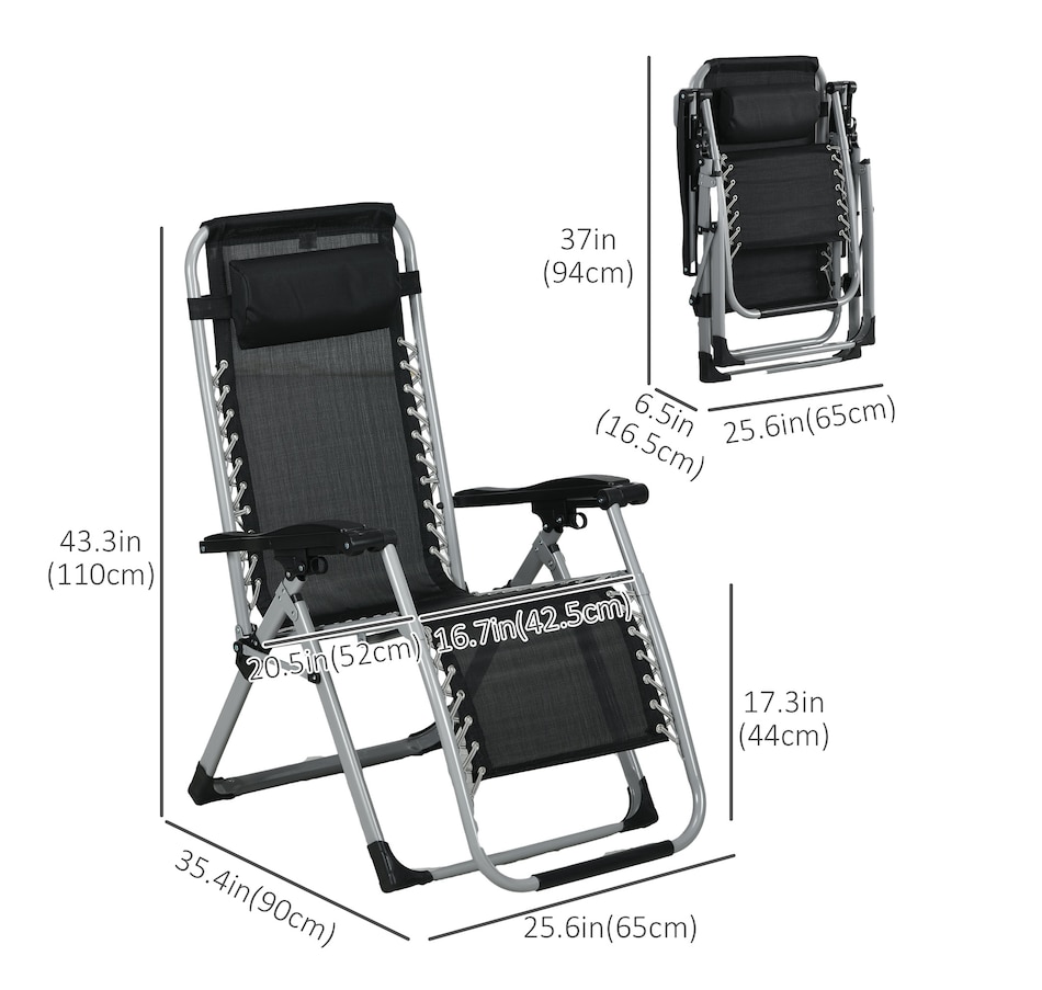 Image 946619_ALTMORE26.jpg, Product 946-619 / Price $164.99 - $174.99, Outsunny Reclining Zero Gravity Chair Folding Sun Lounger Cushion Headrest from Outsunny on TSC.ca's Home & Garden department