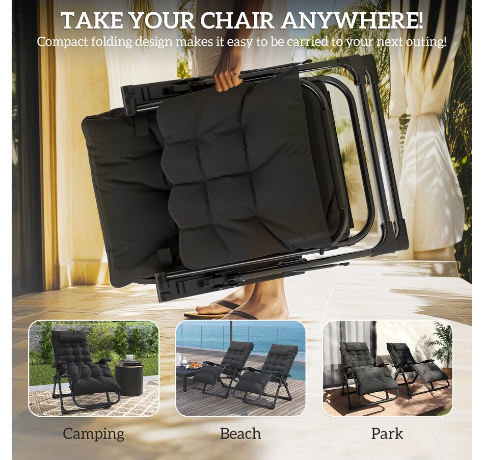 Image 946619_ALTMORE4.jpg, Product 946-619 / Price $164.99 - $174.99, Outsunny Reclining Zero Gravity Chair Folding Sun Lounger Cushion Headrest from Outsunny on TSC.ca's Home & Garden department