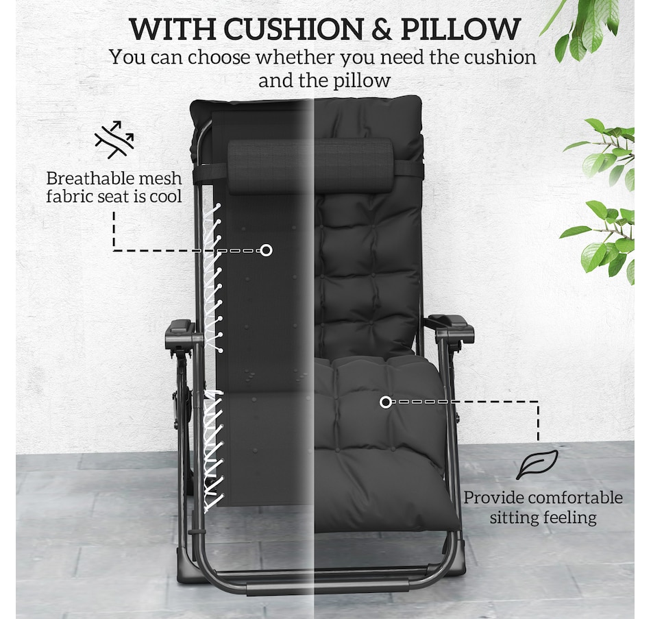 Image 946619_ALTMORE5.jpg, Product 946-619 / Price $164.99 - $174.99, Outsunny Reclining Zero Gravity Chair Folding Sun Lounger Cushion Headrest from Outsunny on TSC.ca's Home & Garden department