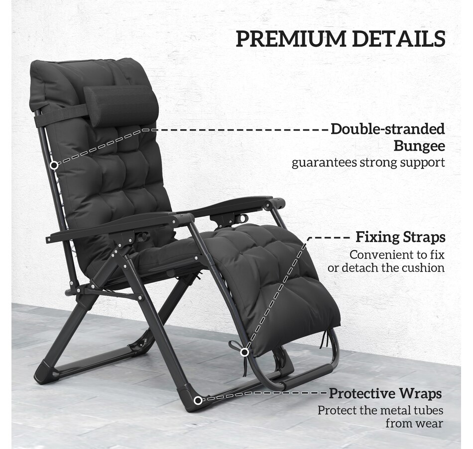Image 946619_ALTMORE6.jpg, Product 946-619 / Price $164.99 - $174.99, Outsunny Reclining Zero Gravity Chair Folding Sun Lounger Cushion Headrest from Outsunny on TSC.ca's Home & Garden department