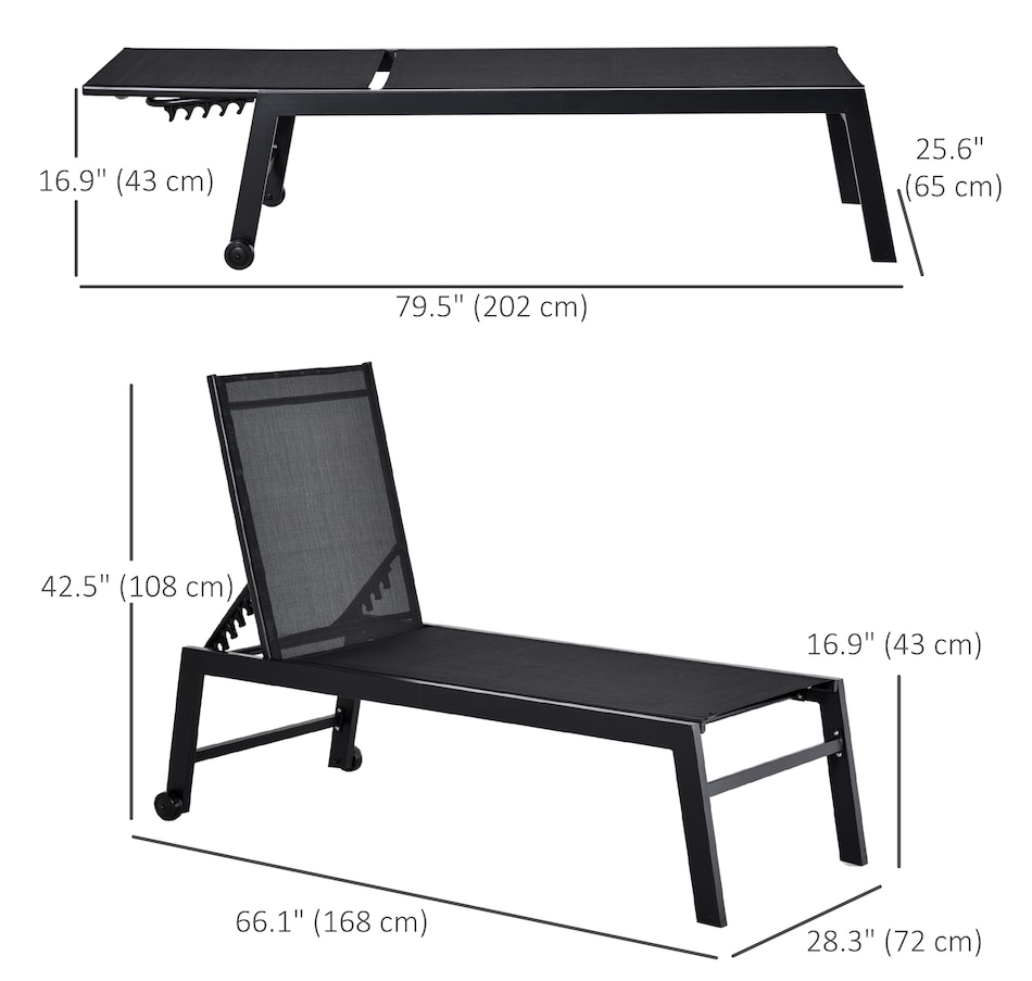 Image 946621_ALTMORE2.jpg, Product 946-621 / Price $154.99, Outsunny Patio Chaise Lounge Chair with 5-Position Backrest, Black from Outsunny on TSC.ca's Home & Garden department
