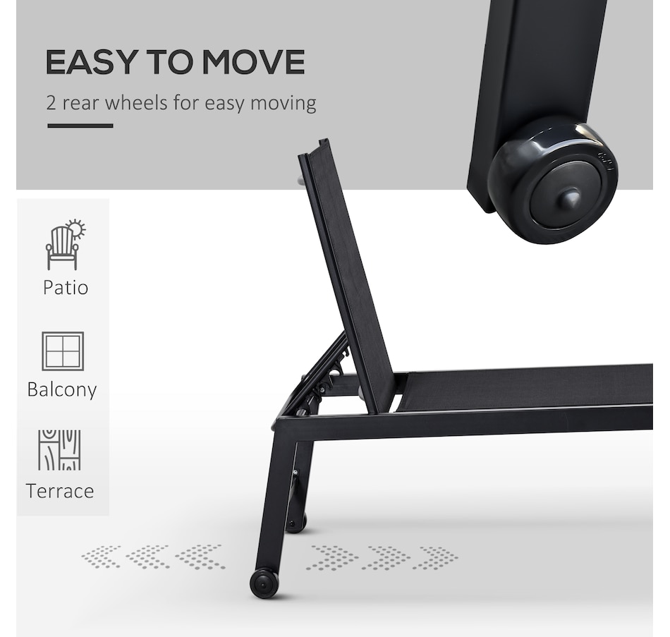Image 946621_ALTMORE5.jpg, Product 946-621 / Price $154.99, Outsunny Patio Chaise Lounge Chair with 5-Position Backrest, Black from Outsunny on TSC.ca's Home & Garden department