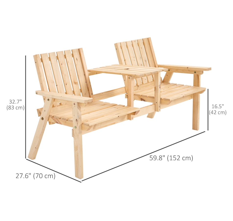 Image 946637_ALTMORE2.jpg, Product 946-637 / Price $149.99, Outsunny 2-Seater Wooden Bench with Middle Table and Umbrella Hole from Outsunny on TSC.ca's Home & Garden department