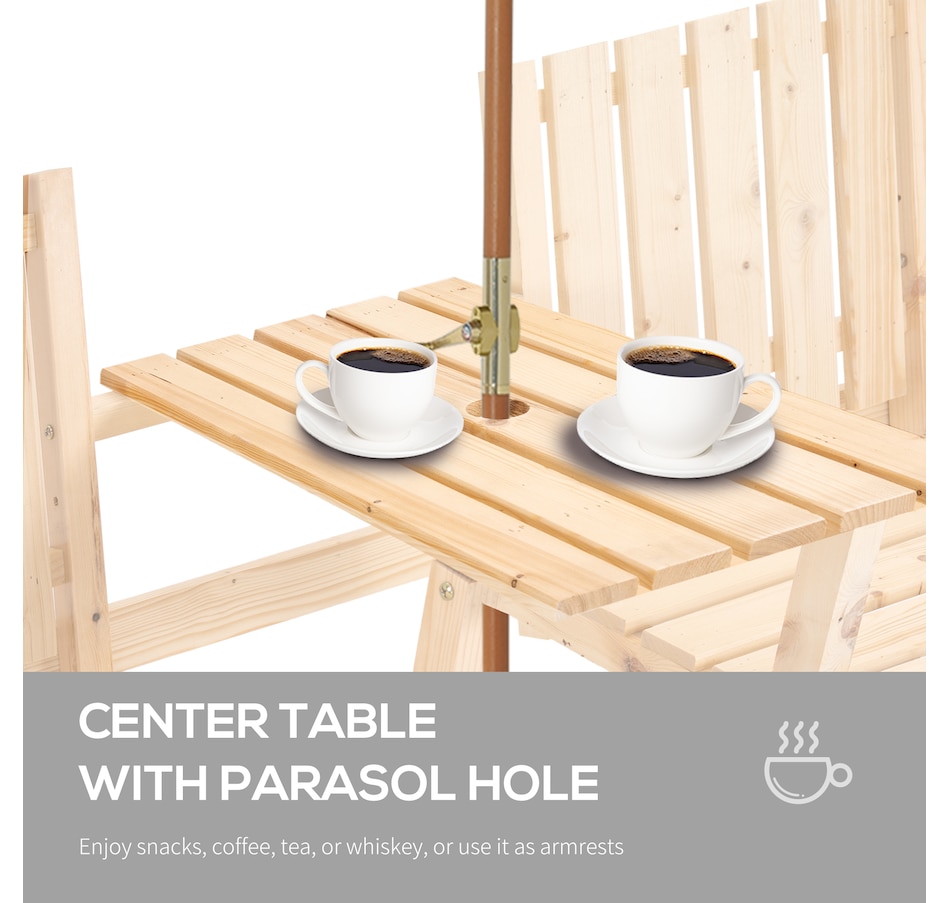 Image 946637_ALTMORE4.jpg, Product 946-637 / Price $149.99, Outsunny 2-Seater Wooden Bench with Middle Table and Umbrella Hole from Outsunny on TSC.ca's Home & Garden department