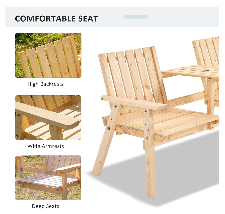 Image 946637_ALTMORE6.jpg, Product 946-637 / Price $149.99, Outsunny 2-Seater Wooden Bench with Middle Table and Umbrella Hole from Outsunny on TSC.ca's Home & Garden department