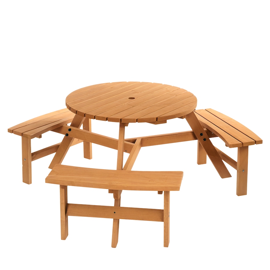 Image 946648.png, Product 946-648 / Price $239.99, Outsunny Picnic Table Bench Set with Umbrella Hole for 6 People Brown from Outsunny on TSC.ca's Home & Garden department