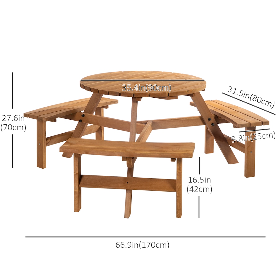 Image 946648_ALTMORE2.jpg, Product 946-648 / Price $239.99, Outsunny Picnic Table Bench Set with Umbrella Hole for 6 People Brown from Outsunny on TSC.ca's Home & Garden department