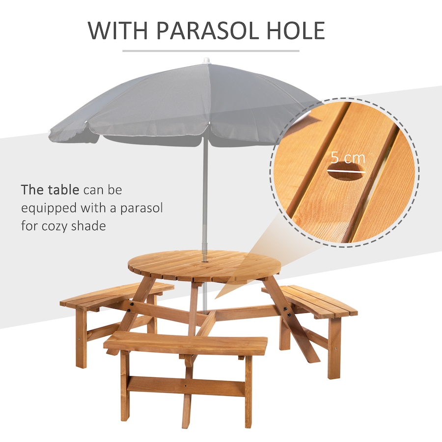 Image 946648_ALTMORE3.jpg, Product 946-648 / Price $239.99, Outsunny Picnic Table Bench Set with Umbrella Hole for 6 People Brown from Outsunny on TSC.ca's Home & Garden department