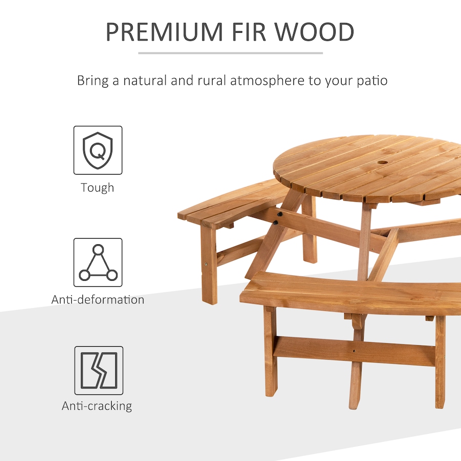 Image 946648_ALTMORE4.jpg, Product 946-648 / Price $239.99, Outsunny Picnic Table Bench Set with Umbrella Hole for 6 People Brown from Outsunny on TSC.ca's Home & Garden department
