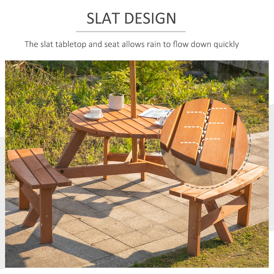 Image 946648_ALTMORE5.jpg, Product 946-648 / Price $239.99, Outsunny Picnic Table Bench Set with Umbrella Hole for 6 People Brown from Outsunny on TSC.ca's Home & Garden department
