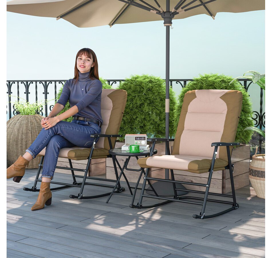 Image 946649_ALTMORE1.jpg, Product 946-649 / Price $189.99 - $194.99, Outsunny 3pc Patio Foldable Rocking Chair Set, Light Brown from Outsunny on TSC.ca's Home & Garden department