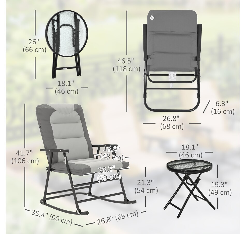 Image 946649_ALTMORE10.jpg, Product 946-649 / Price $189.99 - $194.99, Outsunny 3pc Patio Foldable Rocking Chair Set, Light Brown from Outsunny on TSC.ca's Home & Garden department