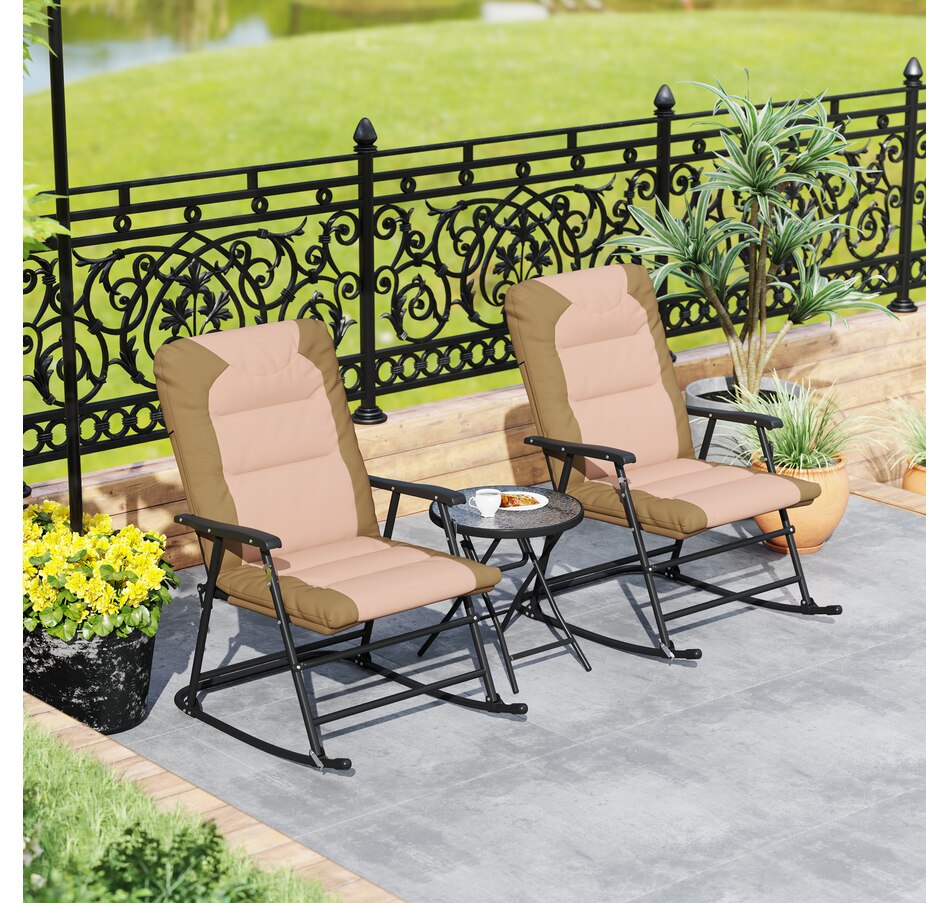 Image 946649_ALTMORE7.jpg, Product 946-649 / Price $189.99 - $194.99, Outsunny 3pc Patio Foldable Rocking Chair Set, Light Brown from Outsunny on TSC.ca's Home & Garden department