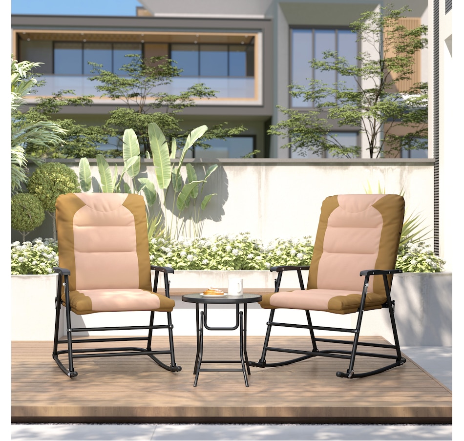 Image 946649_ALTMORE8.jpg, Product 946-649 / Price $189.99 - $194.99, Outsunny 3pc Patio Foldable Rocking Chair Set, Light Brown from Outsunny on TSC.ca's Home & Garden department