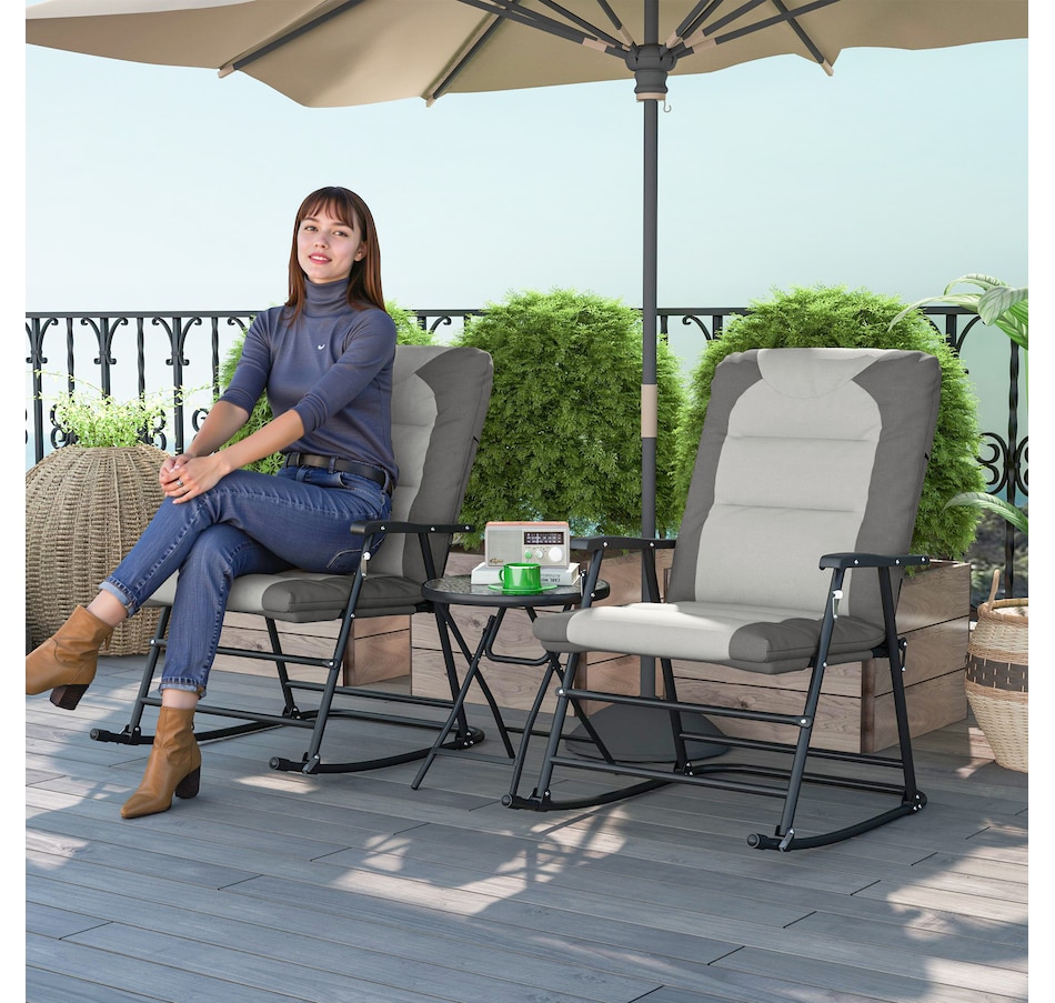 Image 946649_ALTMORE9.jpg, Product 946-649 / Price $189.99 - $194.99, Outsunny 3pc Patio Foldable Rocking Chair Set, Light Brown from Outsunny on TSC.ca's Home & Garden department
