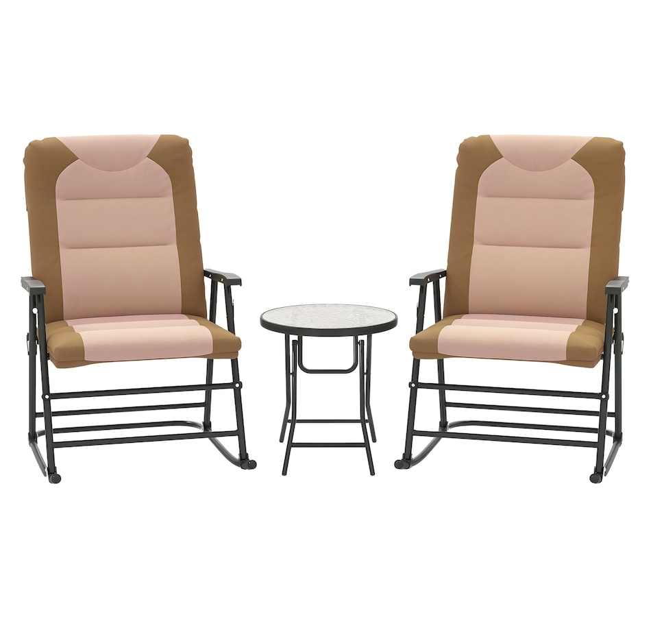 Image 946649_ST01.png, Product 946-649 / Price $189.99 - $194.99, Outsunny 3pc Patio Foldable Rocking Chair Set, Light Brown from Outsunny on TSC.ca's Home & Garden department