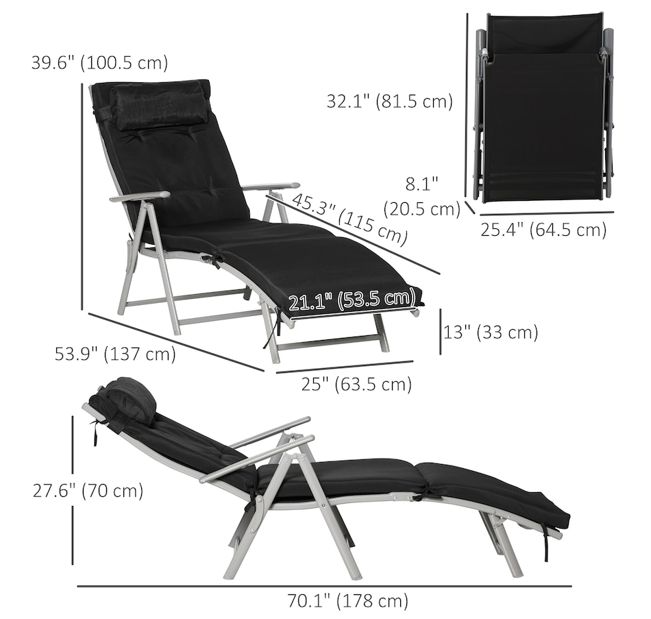 Image 946652_ALTMORE17.jpg, Product 946-652 / Price $139.99 - $144.99, Outsunny Outdoor Folding Chaise Lounge Chair Recliner from Outsunny on TSC.ca's Home & Garden department
