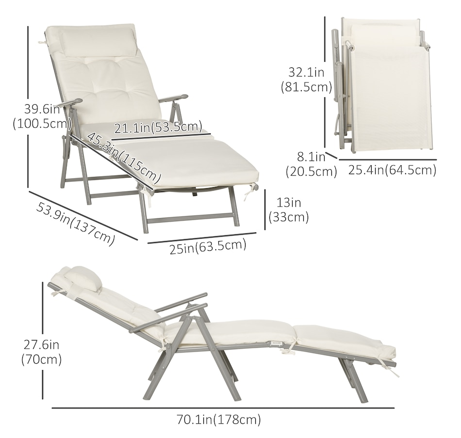 Image 946652_ALTMORE2.jpg, Product 946-652 / Price $139.99 - $144.99, Outsunny Outdoor Folding Chaise Lounge Chair Recliner from Outsunny on TSC.ca's Home & Garden department