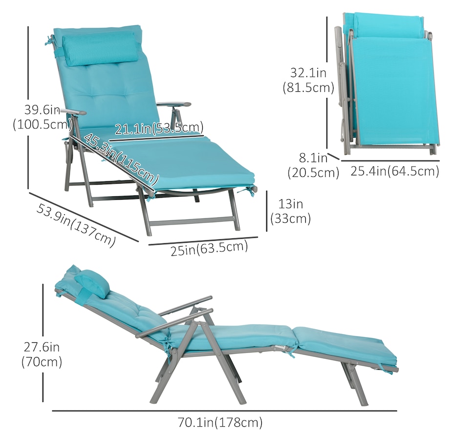 Image 946652_ALTMORE24.jpg, Product 946-652 / Price $139.99 - $144.99, Outsunny Outdoor Folding Chaise Lounge Chair Recliner from Outsunny on TSC.ca's Home & Garden department