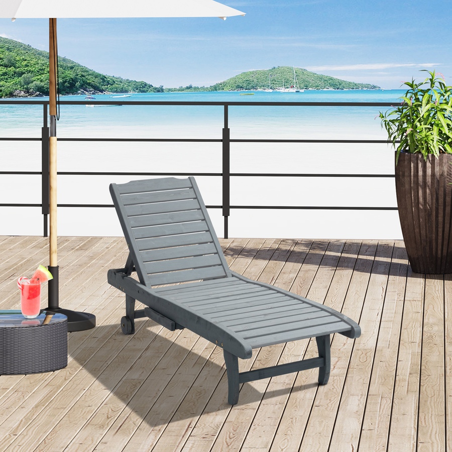 Image 946662_ALTMORE1.jpg, Product 946-662 / Price $174.99, Outsunny Wooden Chaise Lounge Pool Chair Patio Recliner W/ Pullout Tray Wheels from Outsunny on TSC.ca's Home & Garden department