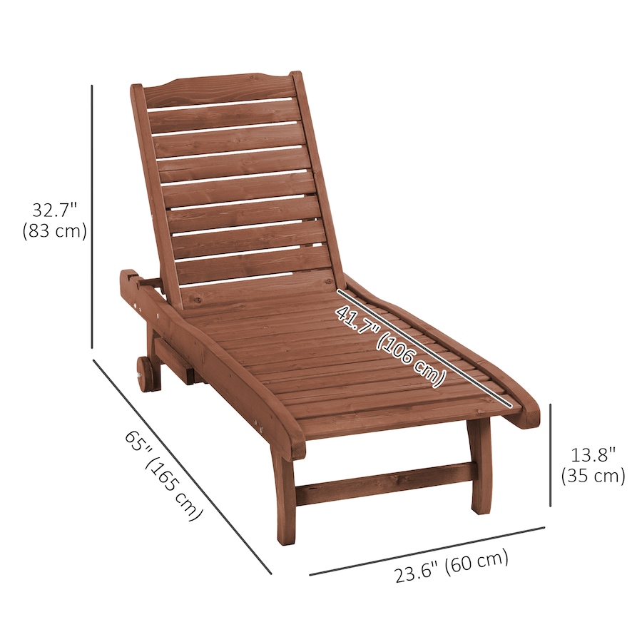 Image 946662_ALTMORE10.jpg, Product 946-662 / Price $174.99, Outsunny Wooden Chaise Lounge Pool Chair Patio Recliner W/ Pullout Tray Wheels from Outsunny on TSC.ca's Home & Garden department