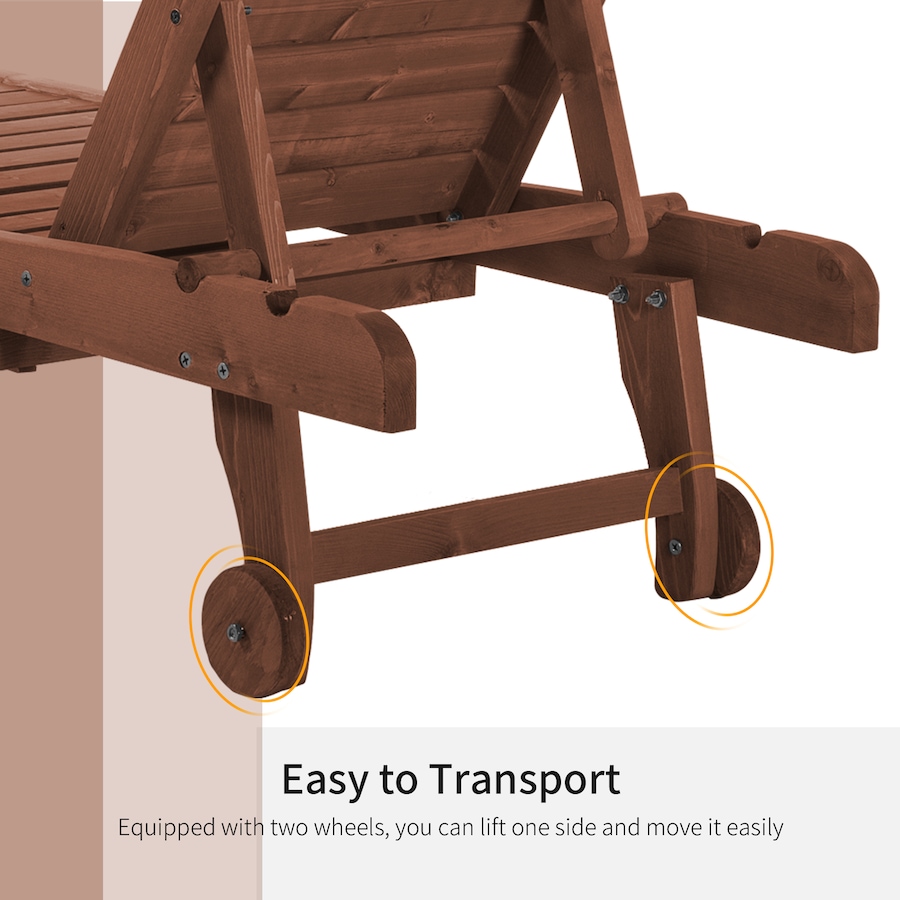 Image 946662_ALTMORE13.jpg, Product 946-662 / Price $174.99, Outsunny Wooden Chaise Lounge Pool Chair Patio Recliner W/ Pullout Tray Wheels from Outsunny on TSC.ca's Home & Garden department