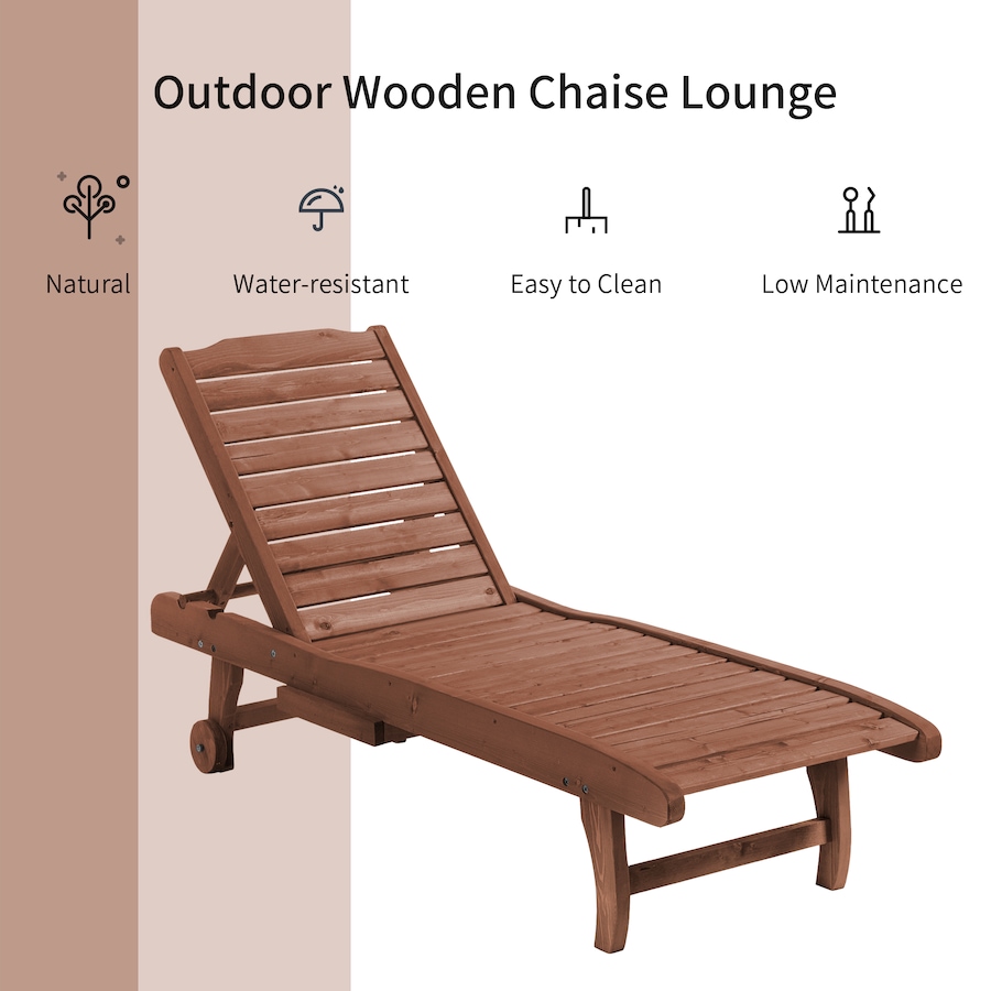 Image 946662_ALTMORE14.jpg, Product 946-662 / Price $174.99, Outsunny Wooden Chaise Lounge Pool Chair Patio Recliner W/ Pullout Tray Wheels from Outsunny on TSC.ca's Home & Garden department
