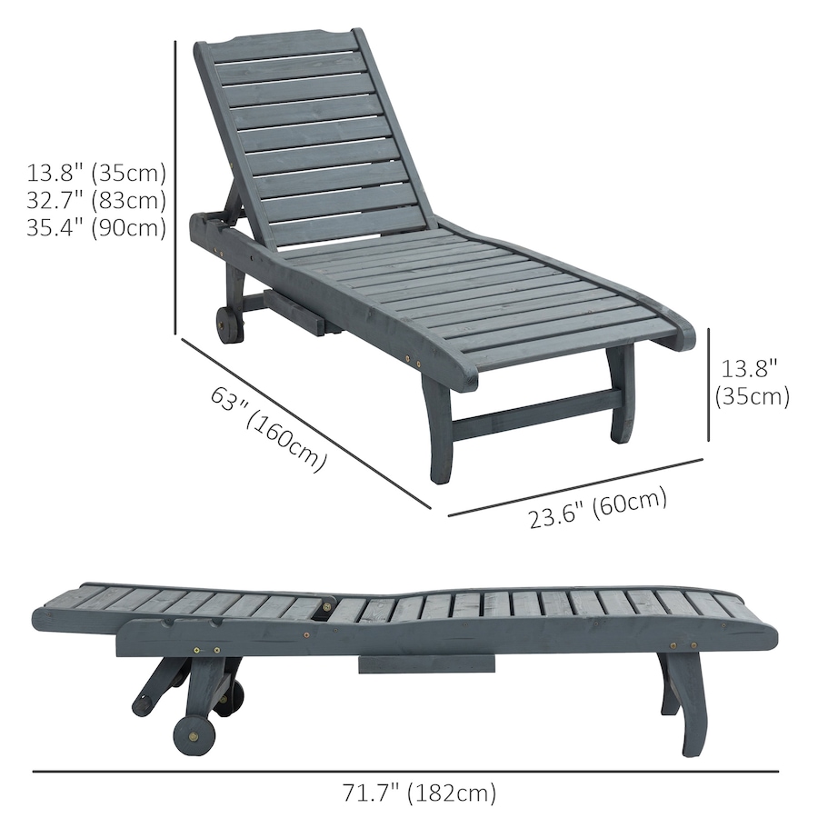 Image 946662_ALTMORE2.jpg, Product 946-662 / Price $174.99, Outsunny Wooden Chaise Lounge Pool Chair Patio Recliner W/ Pullout Tray Wheels from Outsunny on TSC.ca's Home & Garden department