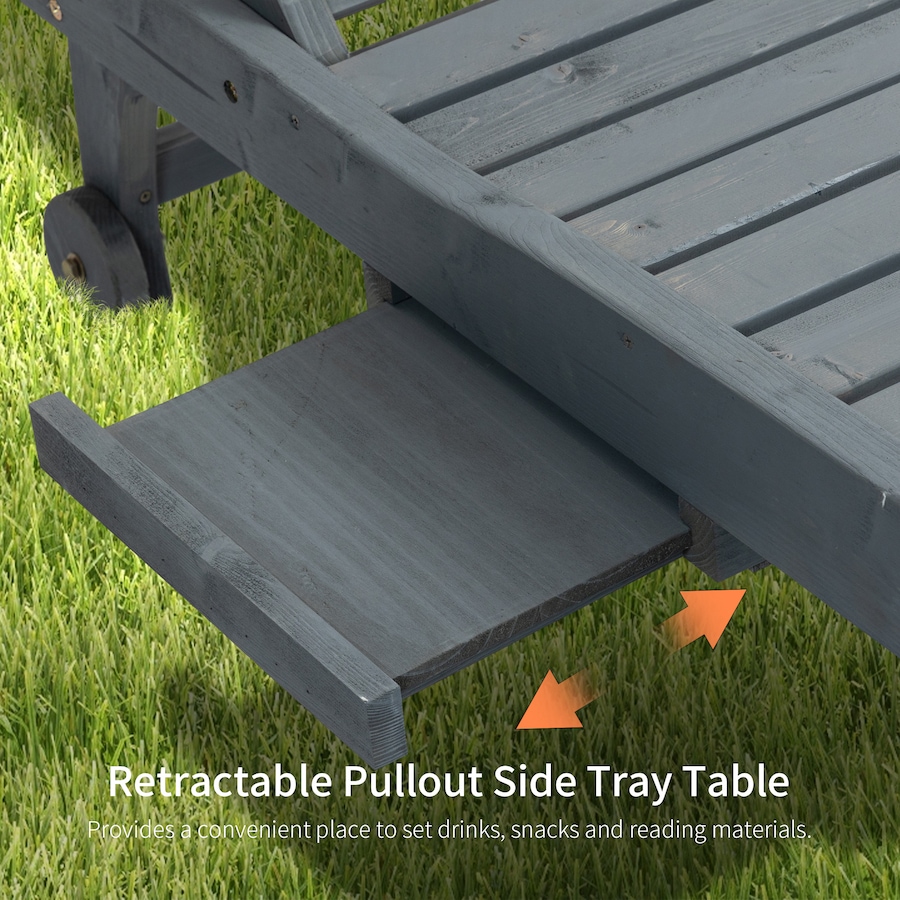 Image 946662_ALTMORE3.jpg, Product 946-662 / Price $174.99, Outsunny Wooden Chaise Lounge Pool Chair Patio Recliner W/ Pullout Tray Wheels from Outsunny on TSC.ca's Home & Garden department