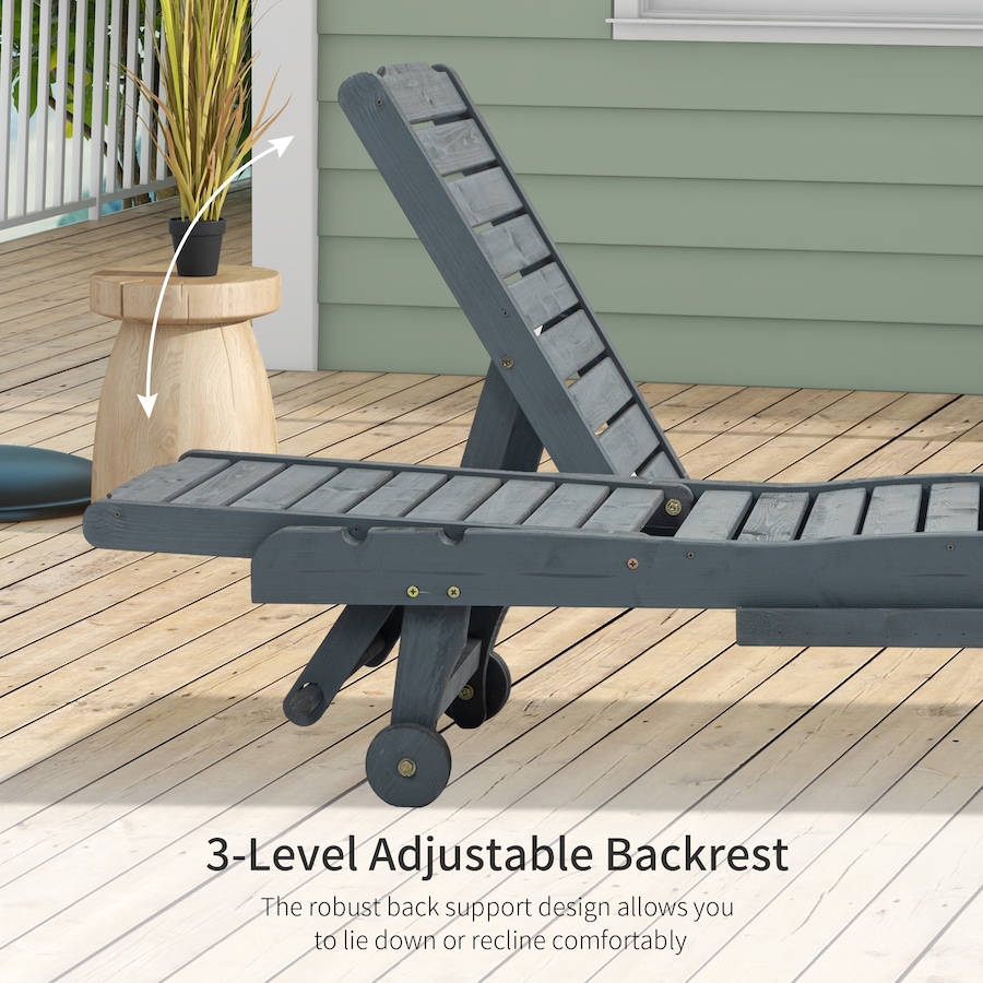 Image 946662_ALTMORE4.jpg, Product 946-662 / Price $174.99, Outsunny Wooden Chaise Lounge Pool Chair Patio Recliner W/ Pullout Tray Wheels from Outsunny on TSC.ca's Home & Garden department