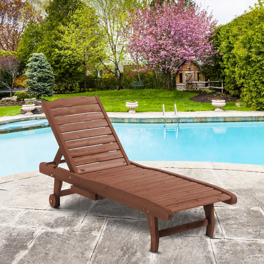 Image 946662_ALTMORE9.jpg, Product 946-662 / Price $174.99, Outsunny Wooden Chaise Lounge Pool Chair Patio Recliner W/ Pullout Tray Wheels from Outsunny on TSC.ca's Home & Garden department