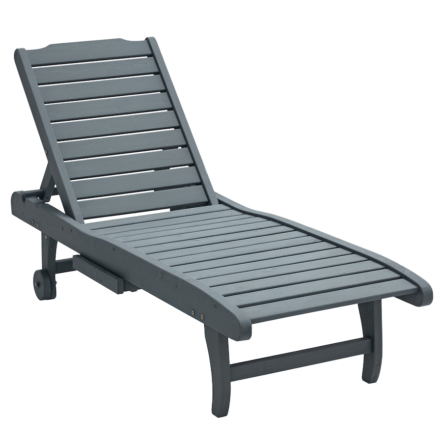Image 946662_ST01.jpg, Product 946-662 / Price $174.99, Outsunny Wooden Chaise Lounge Pool Chair Patio Recliner W/ Pullout Tray Wheels from Outsunny on TSC.ca's Home & Garden department
