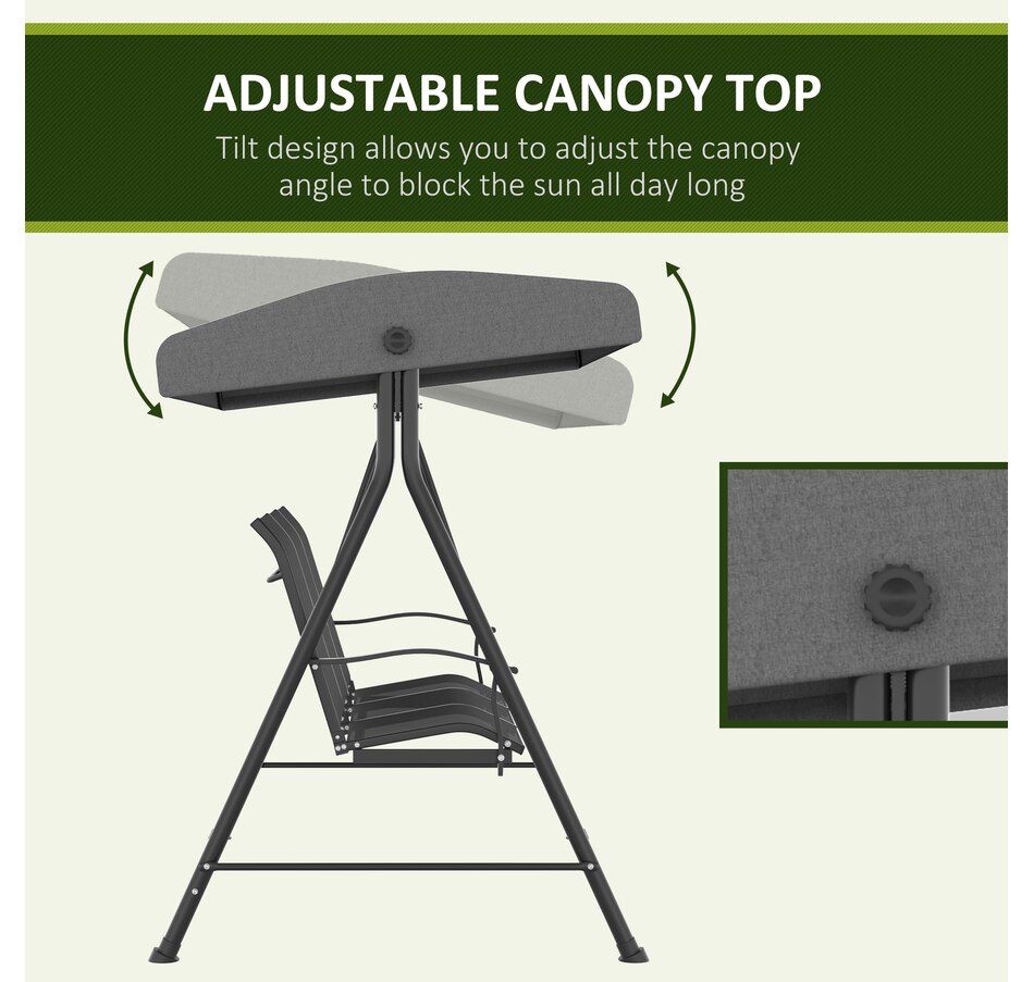 Image 946665_ALTMORE4.jpg, Product 946-665 / Price $419.99, Outsunny 3 Seater Outdoor Swing Chair with Canopy for Patio, Dark Grey from Outsunny on TSC.ca's Home & Garden department