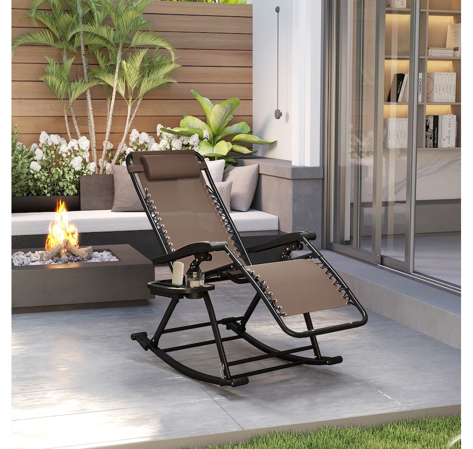 Image 946668_ALTMORE9.jpg, Product 946-668 / Price $119.99, Outsunny Zero Gravity Lounge Chair, Rocking Garden Recliner Chair, Brown from Outsunny on TSC.ca's Home & Garden department