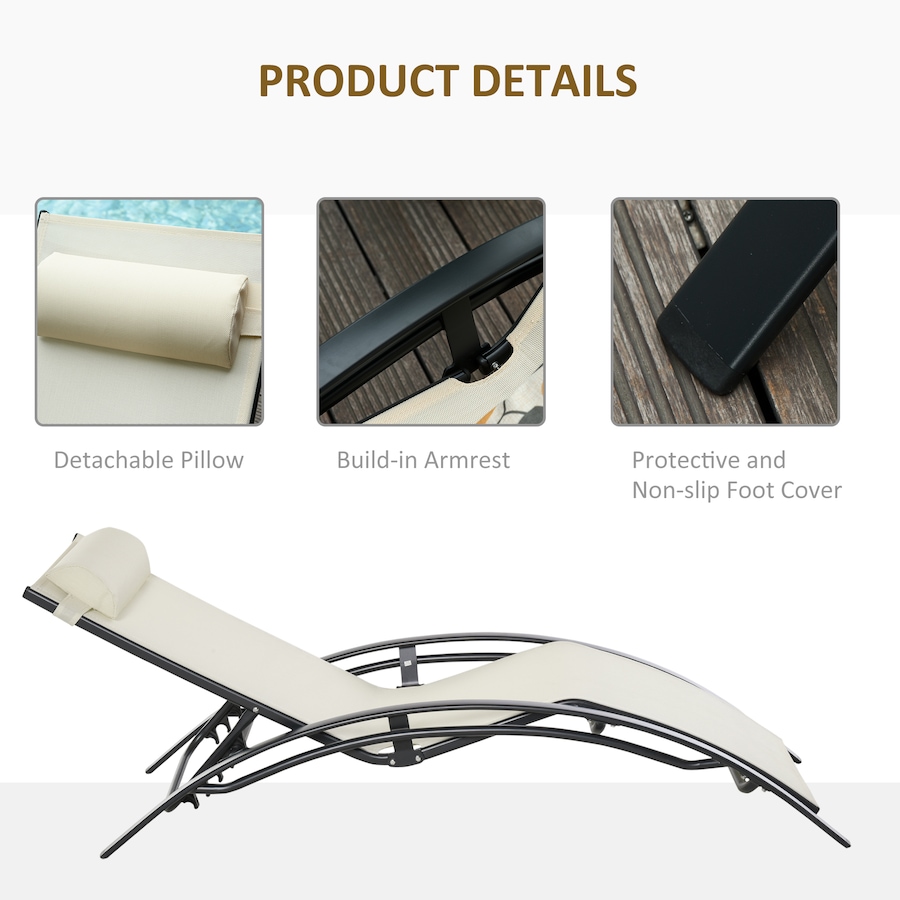 Image 946680_ALTMORE5.jpg, Product 946-680 / Price $149.99, Outsunny Patio Reclining Lounge Chair with Adjustable Backrest Beige from Outsunny on TSC.ca's Home & Garden department