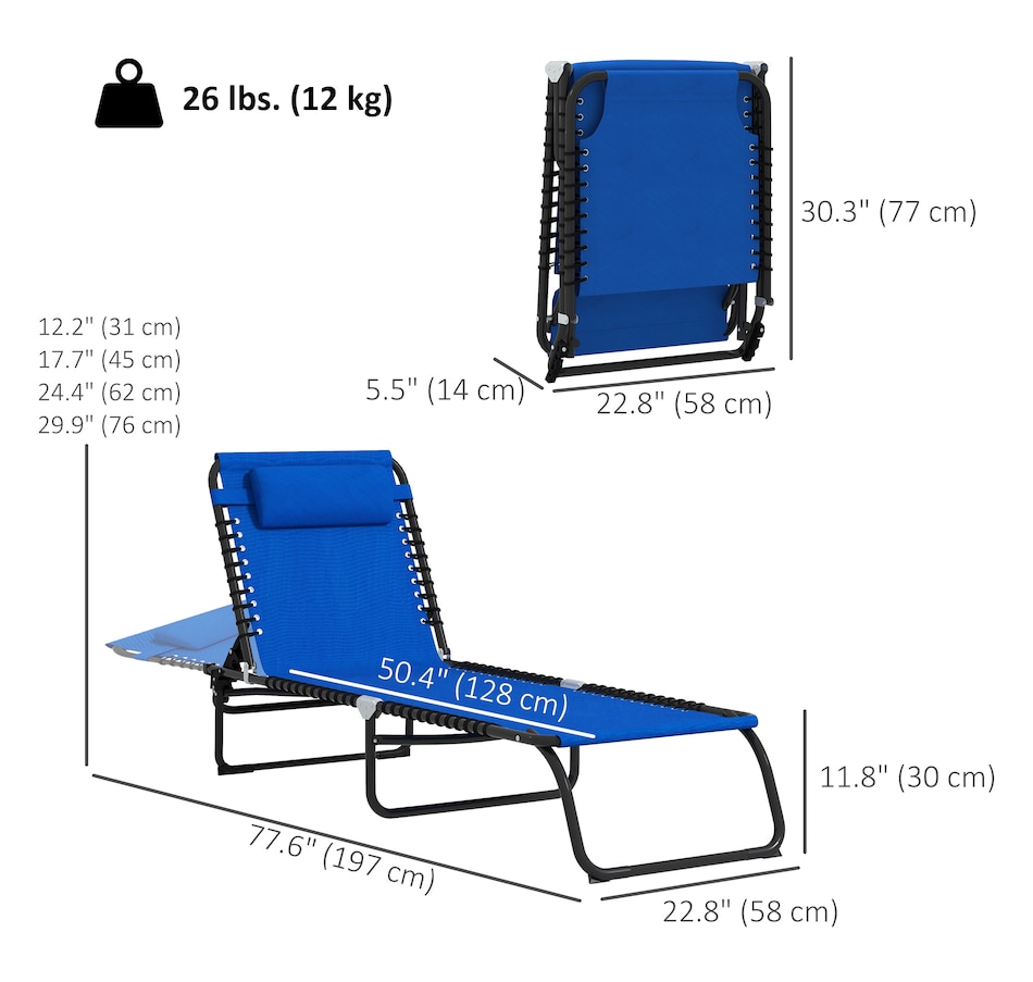 Image 946685_ALTMORE2.jpg, Product 946-685 / Price $129.99, Outsunny 2 PCs Folding Lounge Chairs, Chaise Lounges with Headrest Blue from Outsunny on TSC.ca's Home & Garden department