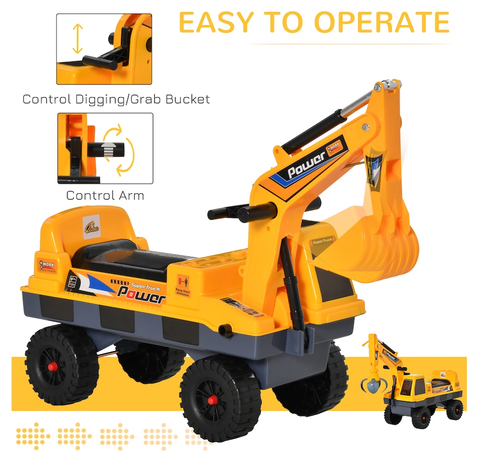 Image 946697_ALTMORE5.jpg, Product 946-697 / Price $79.99, Qaba No Power Ride On Excavator Construction Digger Multi-Functional Truck Toy with 2 in 1 Design Detachable Digging Bucket and Grab Bucket from Qaba on TSC.ca's Toys & Hobbies department