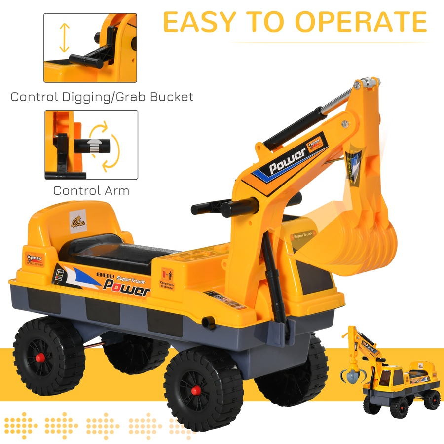 Image 946697_ALTMORE5.jpg, Product 946-697 / Price $81.99, Qaba No Power Ride On Excavator Construction Digger Multi-Functional Truck Toy with 2 in 1 Design Detachable Digging Bucket and Grab Bucket from Qaba on TSC.ca's Toys & Hobbies department