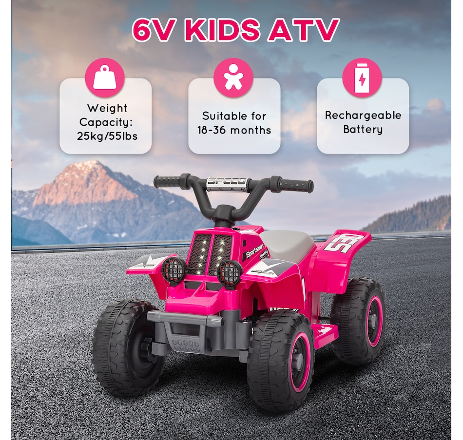 Image 946717_ALTMORE25.jpg, Product 946-717 / Price $92.99 - $99.99, Qaba 6V Kids ATV Quad, 4 Wheeler Battery Powered Electric Ride on Car from Qaba on TSC.ca's Toys & Hobbies department