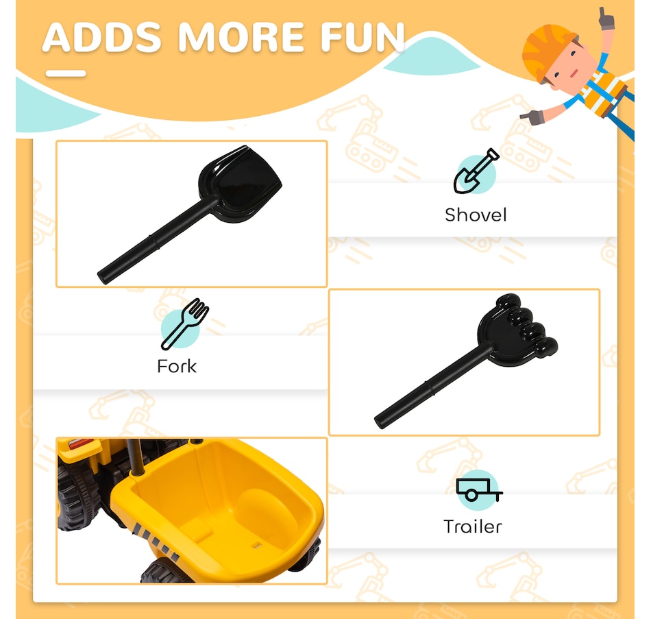 Image 946732_ALTMORE5.jpg, Product 946-732 / Price $86.99, Qaba Ride On Tractor with Trailer, Caterpillar Licensed Ride on Car, Yellow from Qaba on TSC.ca's Toys & Hobbies department