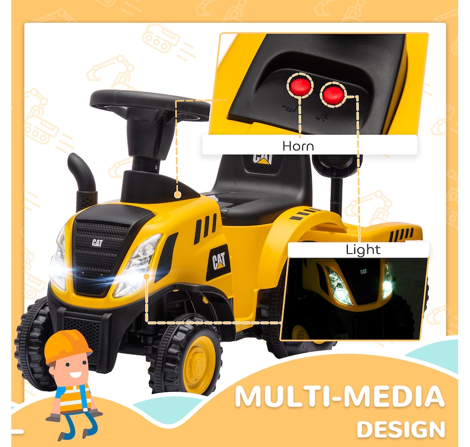 Image 946732_ALTMORE6.jpg, Product 946-732 / Price $86.99, Qaba Ride On Tractor with Trailer, Caterpillar Licensed Ride on Car, Yellow from Qaba on TSC.ca's Toys & Hobbies department