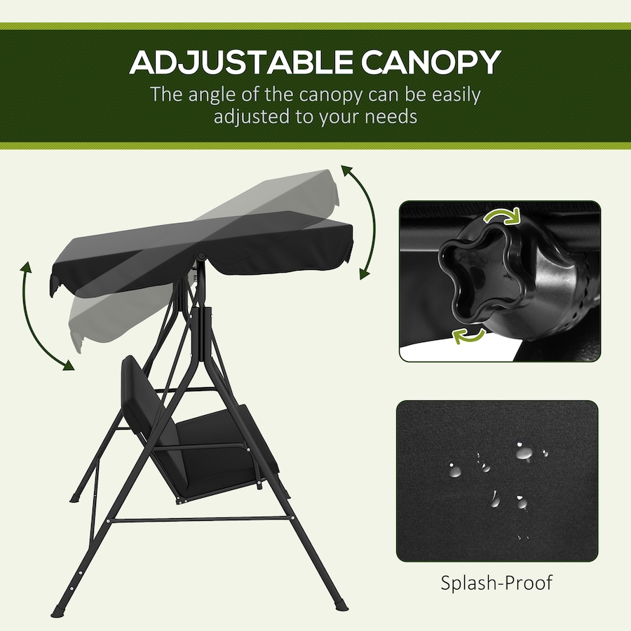 Image 946775_ALTMORE3.jpg, Product 946-775 / Price $133.00, Outsunny 3-Seat Patio Swing Chair with Adjustable Canopy Black from Outsunny on TSC.ca's Home & Garden department