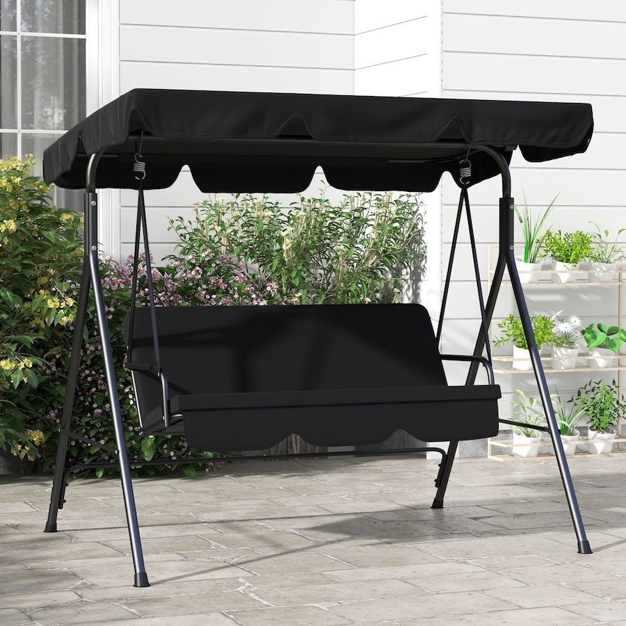 Image 946775_ALTMORE7.jpg, Product 946-775 / Price $133.00, Outsunny 3-Seat Patio Swing Chair with Adjustable Canopy Black from Outsunny on TSC.ca's Home & Garden department