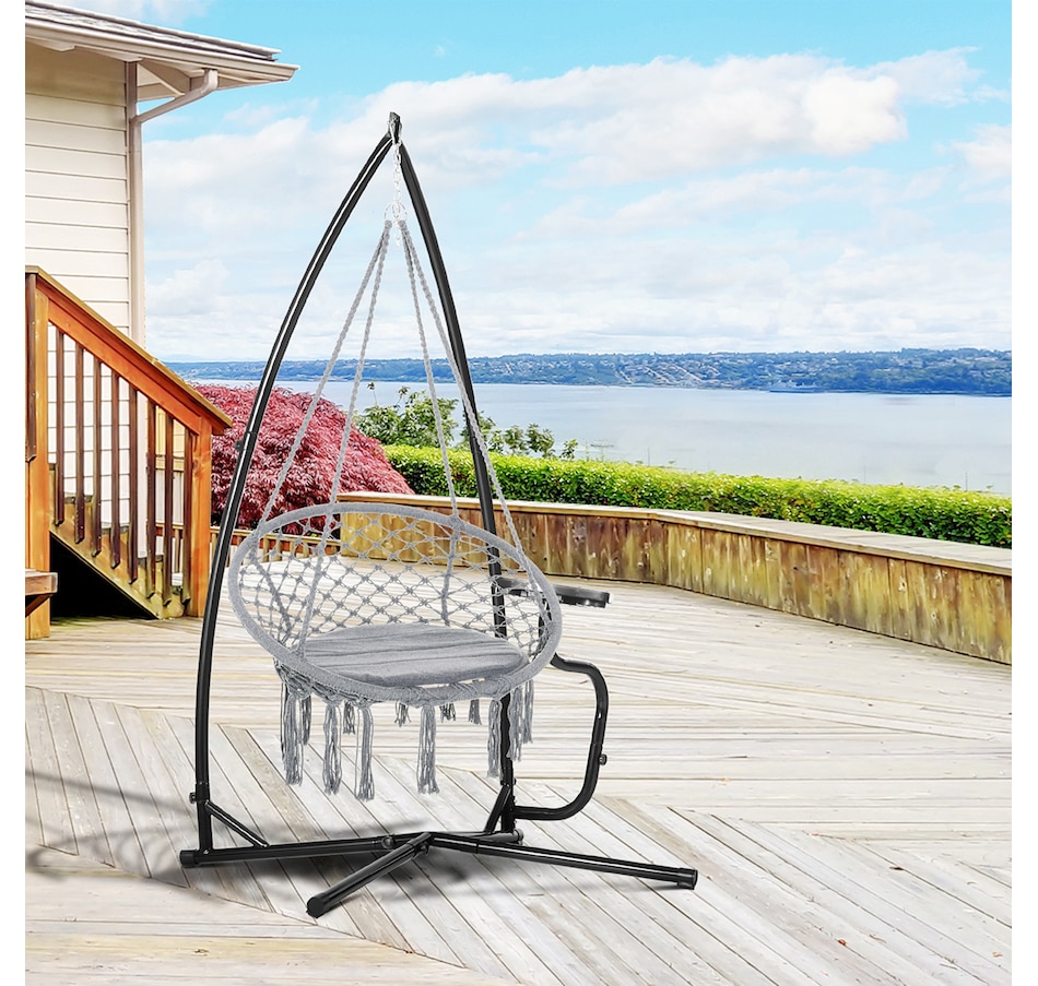 Image 946791_ALTMORE1.jpg, Product 946-791 / Price $134.99, Outsunny Hammock Chair Stand for with Tray Indoor Outdoor Porch Patio Black from Outsunny on TSC.ca's Home & Garden department