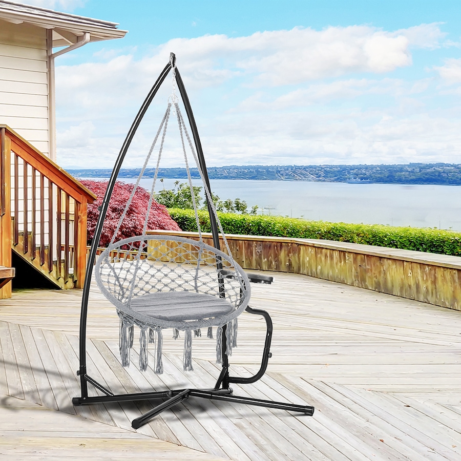 Image 946791_ALTMORE1.jpg, Product 946-791 / Price $109.99, Outsunny Hammock Chair Stand for with Tray Indoor Outdoor Porch Patio Black from Outsunny on TSC.ca's Home & Garden department