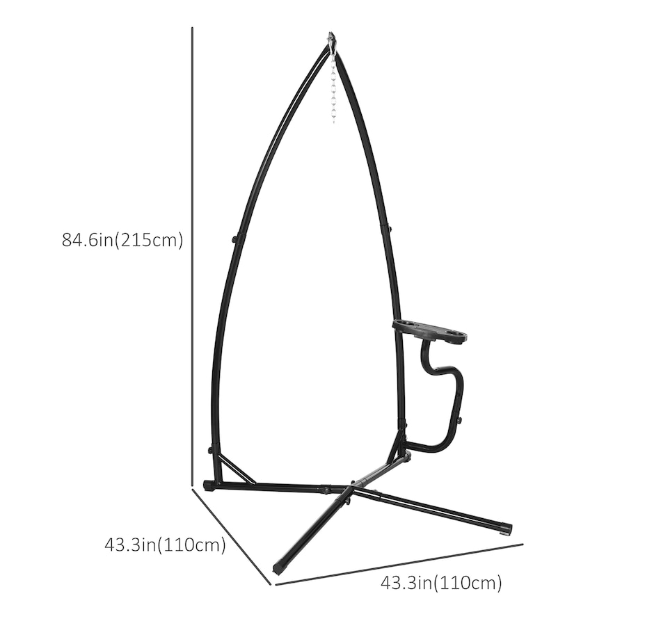 Image 946791_ALTMORE2.jpg, Product 946-791 / Price $134.99, Outsunny Hammock Chair Stand for with Tray Indoor Outdoor Porch Patio Black from Outsunny on TSC.ca's Home & Garden department